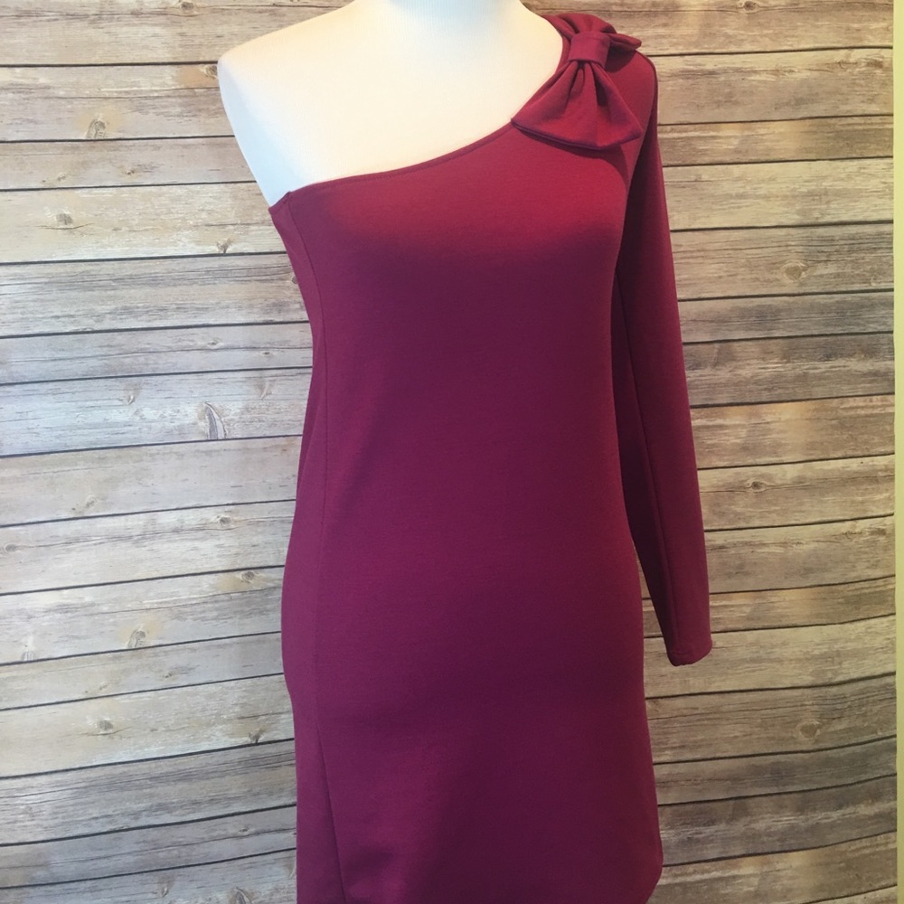 Asymmetrical maroon dress